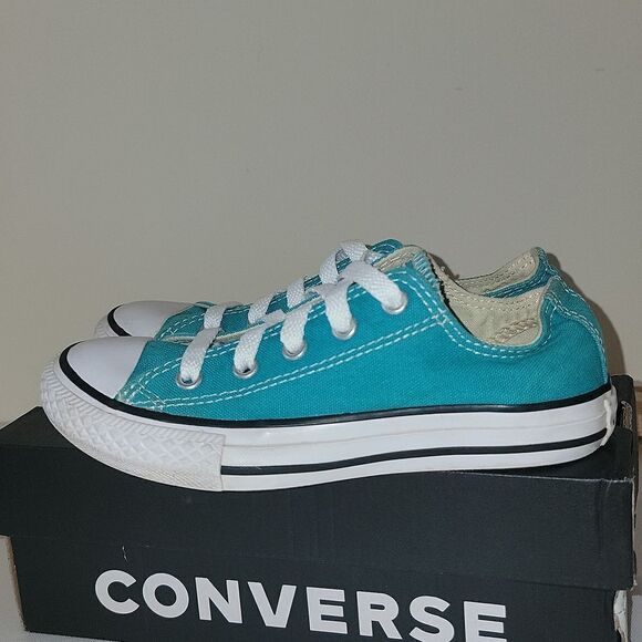 Converse All Star Chuck Taylor CTAS Ox Teal Low Kids Sneakers Size 13 - Picture 7 of 11